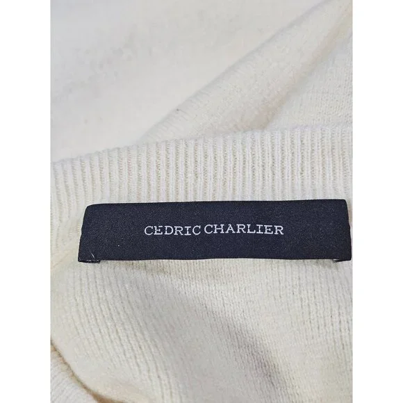 Cedric Charlier Women's Ivory Wool Cashmere High-Low Sweater Pullover Sz 6 3176 - Picture 7 of 13